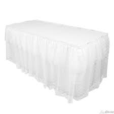 White Lace Table Skirt For More Linen Textures Visit Www Werentlinens Com Or Contact Abc Rentals To Rent Items For Lace Table Table Skirt Tablecloths For Sale