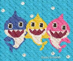 This crochet baby shark pattern is suitable for the advanced beginner or intermediate crocheter. Baby Sharks C2c Crochet Written Pattern And Chart Crochet Shark Blanket Crocheted Shark Pattern Crochet C2c Pattern