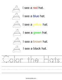Color The Hats Worksheet Color Worksheets Worksheets Handwriting Sheets
