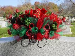 Christmas Deco Mesh Cemetery Saddle Grave Headstone Memorial Headstones Decorations Cemetery Decorations Christmas Mesh Wreaths