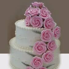 Cake decorating tips included closed star, open star, french, round, plain, leaf, petal. Flowing Pink Flowers Cake Wc14 Cream Fondant Vijayawada Just Bake