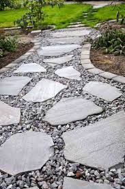 Allee Jardin En Gravier Ardoise Et Bois Creer Une Allee Pietonne Pathway Landscaping Landscaping With Rocks Backyard Walkway