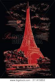 The eiffel tower is a landmark in paris. Vector Hand Drawing Vector Photo Free Trial Bigstock