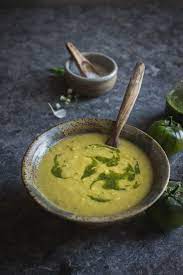 Green Tomato And Basil Soup Green Tomatoes Veggie Dishes Green Tomato Soup Recipe