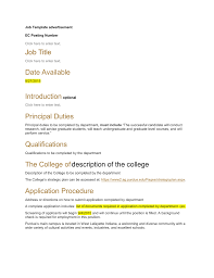 A job posting template is used to advertise jobs and helps standardize them across a business. Job Description Ad Template