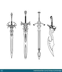 Awesome Sword Drawings Some Swords For You O Try To Color First Time Using Sword Drawing Sword Design Weapon Concept Art