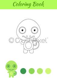 Super cute chameleon themed learning colors worksheets are a great way forkids to learn pink, blue, green, purple, red, orange and yellow. Coloring Page Happy Little Baby Chameleon Printable Coloring Book For Stock Vector Crushpixel