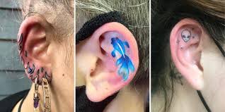 Small forearm tattoos for men. 21 Small Ear Tattoos For Minimalists Tiny Ear Tattoo Ideas Allure