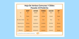 preterite tense common and useful spanish verbs mat