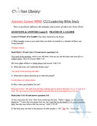 Check spelling or type a new query. Fillable Online Answers Lesson Nine Cli Leadership Bible Study How To Positively Influence The Attitudes And Actions Of Others For Jesus Christ Questions Amp Fax Email Print Pdffiller