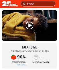 TALK TO ME' starring Sophie Wilde will be released in theaters this week.  It is currently the highest rated horror movie of 2023 with a Rotten  Tomatoes score of 96% from 75