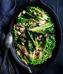 Braised Lettuce Bacon And Peas Recipe Gourmet Traveller Pea Recipes Braised Green Vegetable Recipes