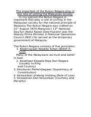 In the national principles, it has avoid any racial issues occurred between on the list of three main racial in the country. The Rukun Negara Docx The Important Of The Rukun Negara Play In The Role Of Uniting The Malaysian Society In My Opinion The Rukun Negara Is Important Course Hero