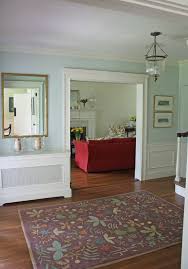 Use A Robin Egg Blue Shade In The Hall Have The Beige Living Room With Red Couches Robins Egg Blue Paint Dining Room Blue Blue Wall Colors