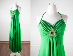 Bright Green 70s Dress Disco Dress Evening Gown Halter Dress Maxi Dress Long Dress Kelly Green Dress Cocktail Disco Dress Kelly Green Dresses 70s Dress