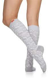 Summer Style Compression In Our Cotton Compression Socks Women S Juliet Floral Grey Womens Compression Socks Summer Style Guide Cotton Compression Socks