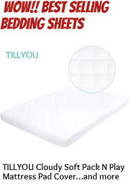 Tillyou Cloudy Soft Pack N Play Mattress Pad Cover Waterproof Mini Crib Mattress Pad Cover Bre In 2020 Pack N Play Mattress Crib Mattress Pad Mattress Pad Cover