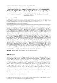 Application of hybrid green fences for security in public building designs in nigeria: Pdf Application Of Hybrid Green Fences For Security In Public Building Designs In Nigeria Lessons From Kigali Rwanda And Abuja Nigeria Manlio Michieletto Academia Edu