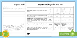 The 5 Ws Worksheet News Report Writing English Twinkl