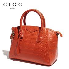 Cigg Women S Genuine Leather Handbag Crocodile Pattern Cowhide Handbag Orange Bag Crossbody Sho Cowhide Handbags Genuine Leather Handbag Crossbody Shoulder Bag