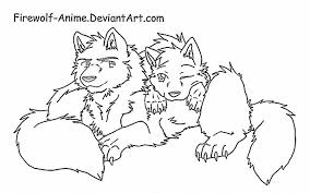Wolf Cuddle Line Art By Firewolf Anime On Deviantart Wolf Sketch Anime Wolf Drawing Anime Wolf