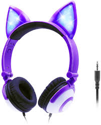 Amazon Com Onta Kids Headphones With Cute Led Glowing Cat Ears Foldable Noise Canceling And Adjustable Toddlers Headphones For Boys And Girls Purple Electronics