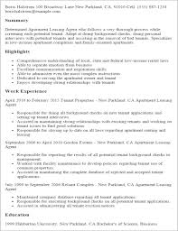 resume templates for leasing consultant