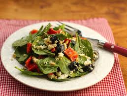 I've already tried rainbow orzo salad. The Perfect Pantry Recipe For Spinach Salad With Bell Pepper Olives Feta And Pine Nuts Vegetarian Gluten Free