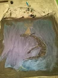 Mix the mica powder with a more substantial paint like acrylic for the cover. The Background Is Painted With Mica Powder Mixed With Diluted Acrylic Paint Painting Mural Acrylic Painting