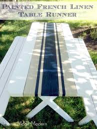 Painted French Linen Table Runner Home Made Modern Picnic Table Makeover Painted Picnic Tables Picnic Table