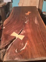 Black Walnut Live Edge Table Top With Hand Chrushed Nova Scotia Quartz Gold Rock Veins Of Rock Adorn This Live Edge Table Tops Live Edge Table Table Top