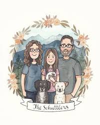 Family Portrait Illustration Cartoon Family Portrait Custom Etsy In 2020 Family Cartoon Portrait Illustration Custom Family Portrait