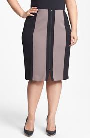 Sejour Front Zip Twill Pencil Skirt Plus Size Skirts
