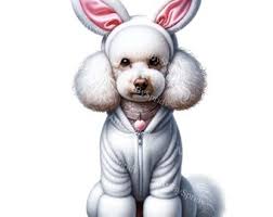Charmante Pudel Bunny Ostern digitale Clipart Perfekt für Frühling &  Haustier-Themen DTG Sublimation Designs, druckbare PNG Download Clip Art