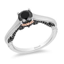 Enchanted Disney Villains Ursula 1 1 4 Ct T W Enhanced Black Diamond Engagement Ring In 14k Two Tone Gold