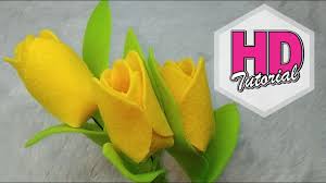 Cara membuat bunga tulip untuk membuat bunga tulip ini kita hanya membutuhkan bahan dan peralatan diantaranya yaitu. Diy Felt Flowers Tulip How To Meke Felt Flower Hd Tutorial Youtube