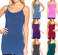Womens Cotton Stretch Long Camisole Tank Top Cami Tunic Layering Plain