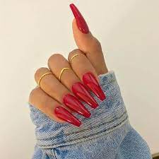 Using acrylics opens a door for experimenting with all kinds of manicures. 50 Creative Red Acrylic Nail Designs To Inspire You Coffin Shape Nails Nails Red Acrylic Nails