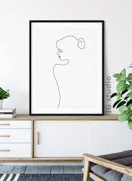 Woman One Line Drawing Printable Line Art Female Face Sketch Etsy Wall Art Instant Download Line Art Craft Room Decor