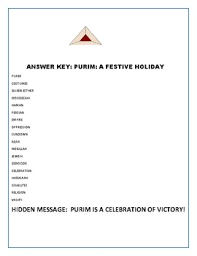 No matter how simple the math problem is, just seeing numbers and equations could send many people running for the hills. Purim A Festive Holiday Word Jumble Challenge W Answer Key Tpt