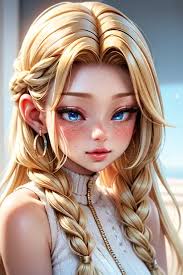 blonde hair girl with freckles and beautiful blue eyes AI作品| PixAI