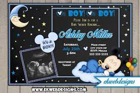 Custom Sonogram Mickey Mouse Baby Shower Invitations Mickey Mouse Baby Shower Mickey Baby Showers Disney Baby Shower