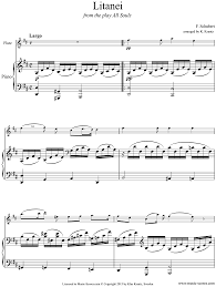 Transposed higher than original key to f major. Litany D343 Flute Piano Sheet Music By Franz Peter Schubert