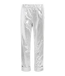 Maison Haussmann Pantalon Baggy Metallise Argente