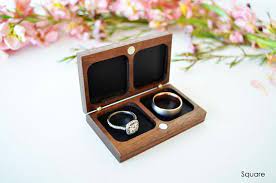 Double Ring Box Wedding Ring Box Ring Bearer Box Flat Etsy Double Ring Box Ring Box Wood Ring Box