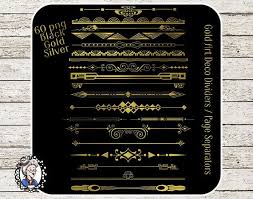 Black And Gold Art Deco Border Clipart Art Deco Text Divider In Black Gold Silver Decorative Elements Page Separator Digital Scrapbooking Border 60 Png Ai Eps Psd Clip Art Deco Paint Shop