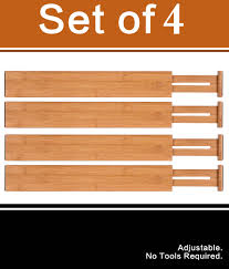 set of 4 bamboo wooden drawer divider