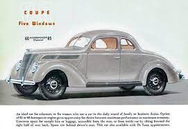 1937 Ford V 8 5 Window Coupe Promotional Advertising Poster Car Advertising Automobile Advertising Vintage Cars