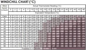Windchill Temperature Charts Timbersled Snow Bike Systems