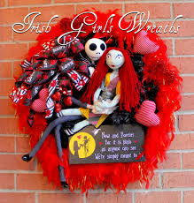 Valentine's day is a lil more than two weeks away, but for all you procrastinators out there, you know you're going to forget until the week before. Irish Girl S Wreaths Top Quality Handmade Artisan Floral Wreaths For All Seasons Nightmare Before Christmas Valentines Wreath Jack Skellington And Sally Valentine Wreath